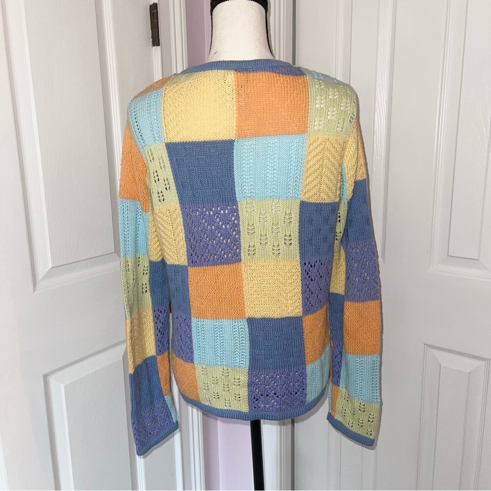 Talbots Multicolor Patchwork Cardigan - image 5